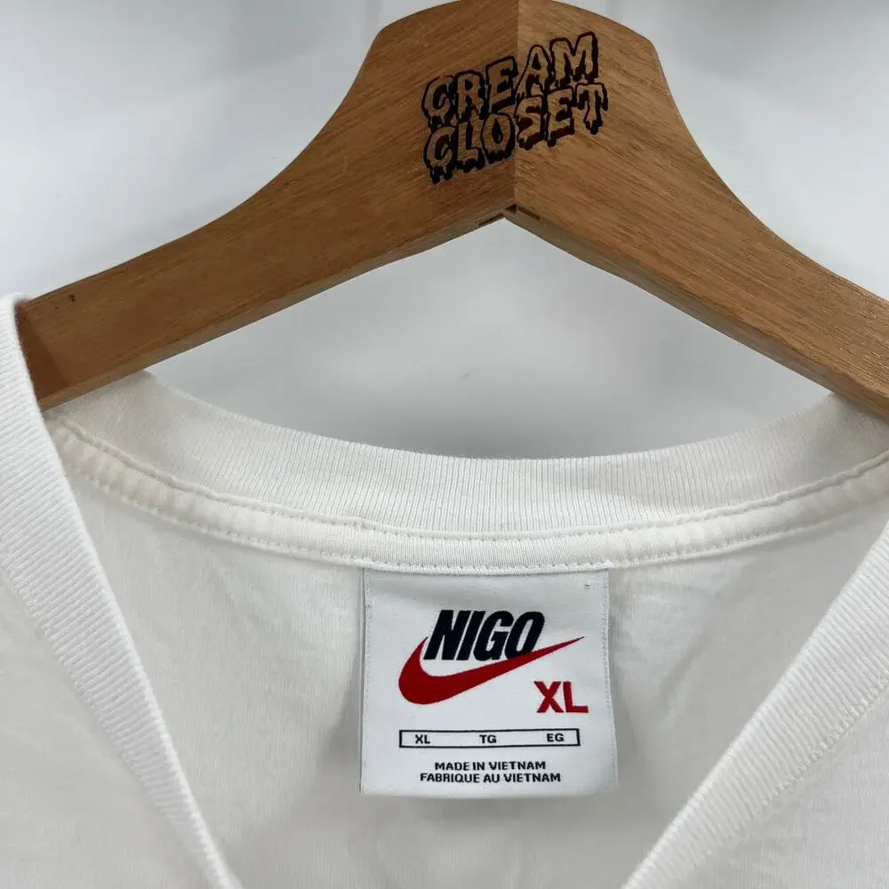 Nike Air x Nigo BAPE Bathing Ape Human Made Logo Swoosh Tee in White XL